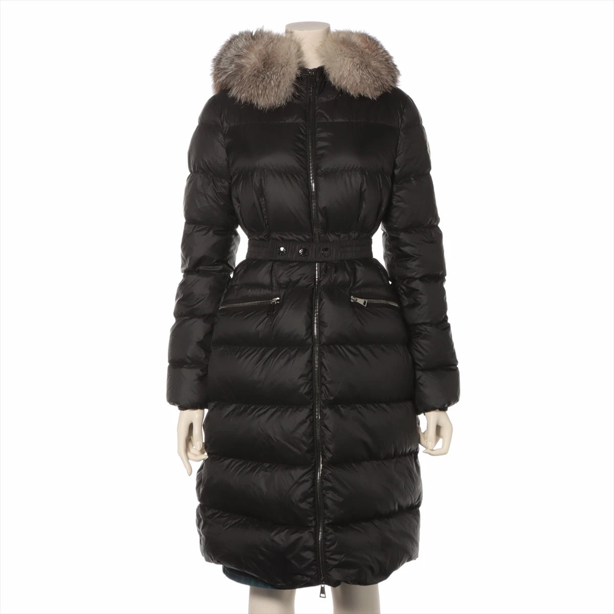 11495【美品・近年モデル】モンクレール☆BOEDICファー付きダウンコート黒 モンクレール BOEDIC 20年 ナイロン ダウンコート 0 レディース