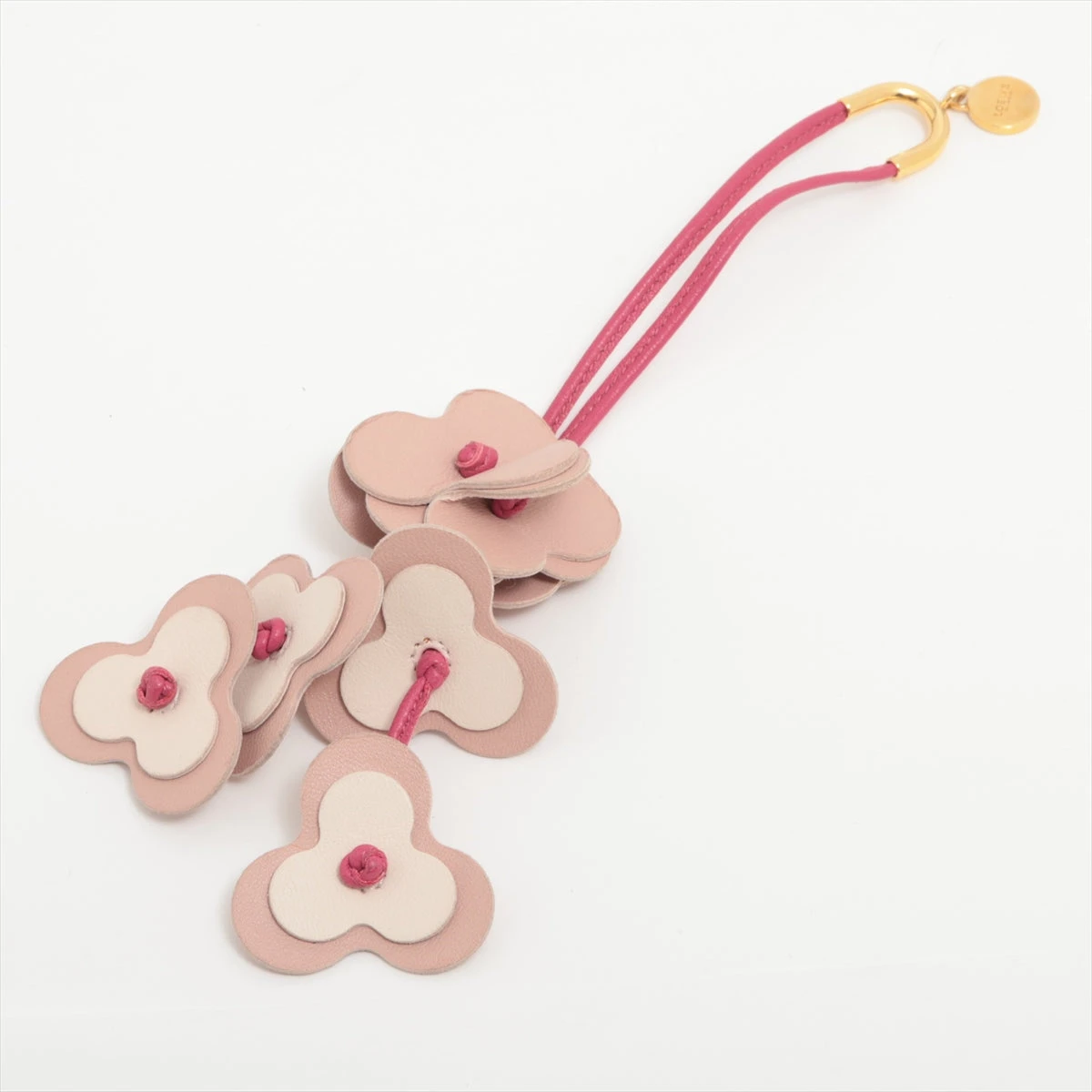 ローズマリー　ロエベ　ピンク花モチーフ革製チャーム ローズマリー ロエベ ピンク花モチーフ革製チャーム ローズマリー