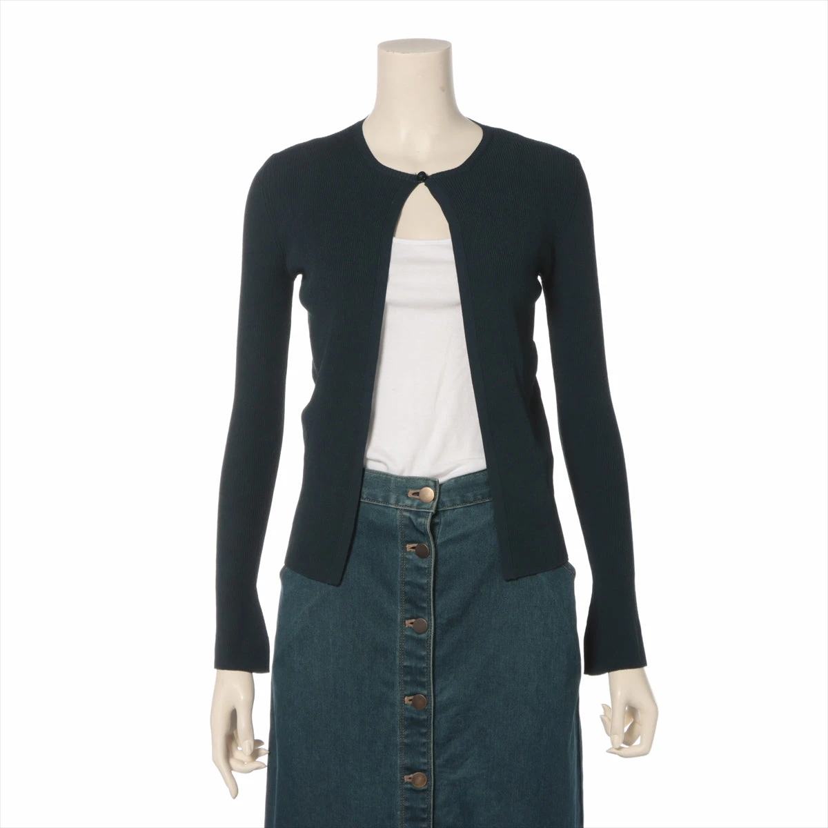 シャネル ココボタン コットン カーディガン 38 ネイビー CHANEL 美品/国内正規 シャネル P58591K07688 ココマークボタン