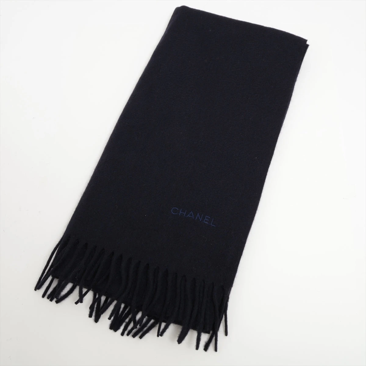 シャネル ロゴ マフラー カシミヤ ネイビー A2698784｜中古