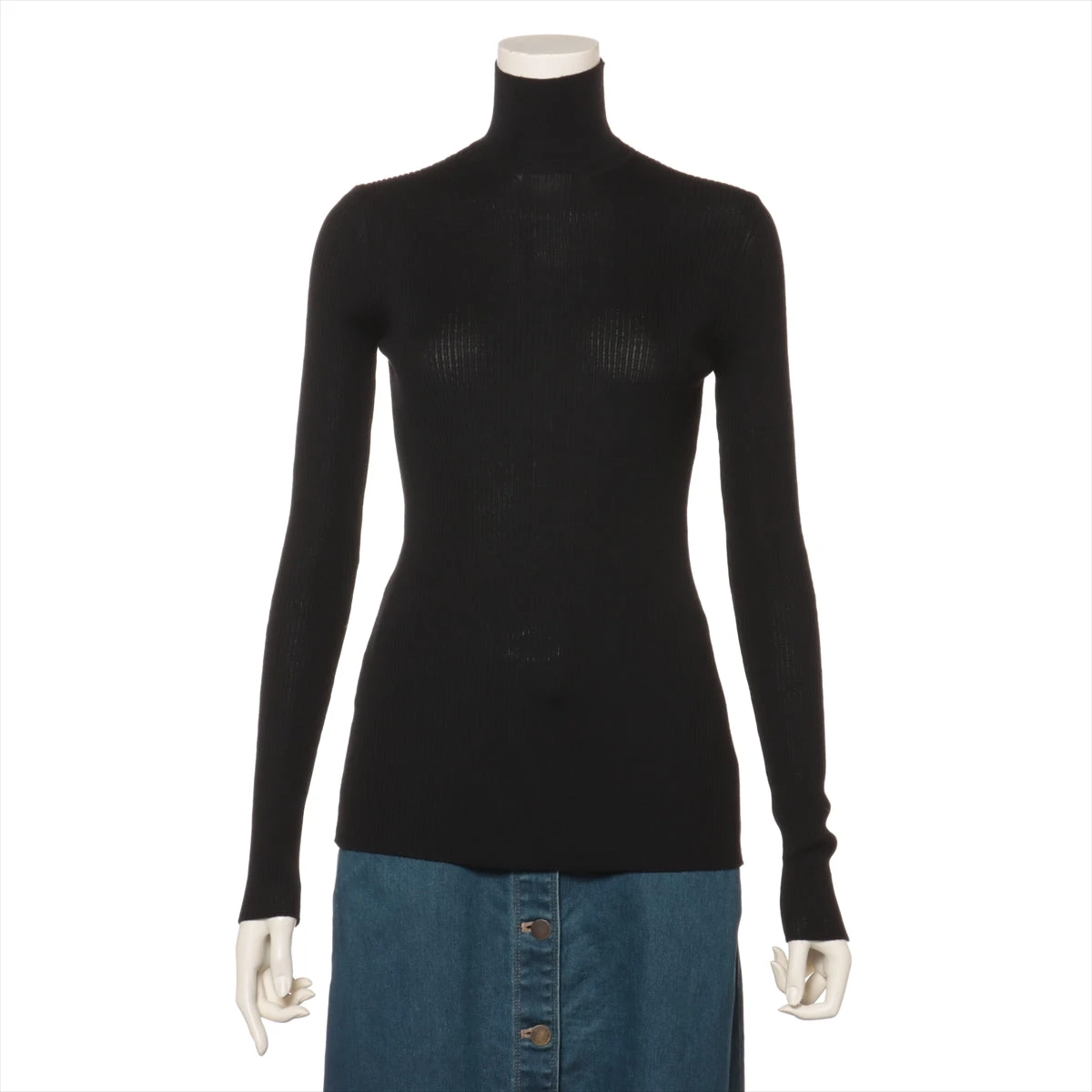 プラダ 23年 ウール ハイネックニット 36 レディース ブラック DNA945