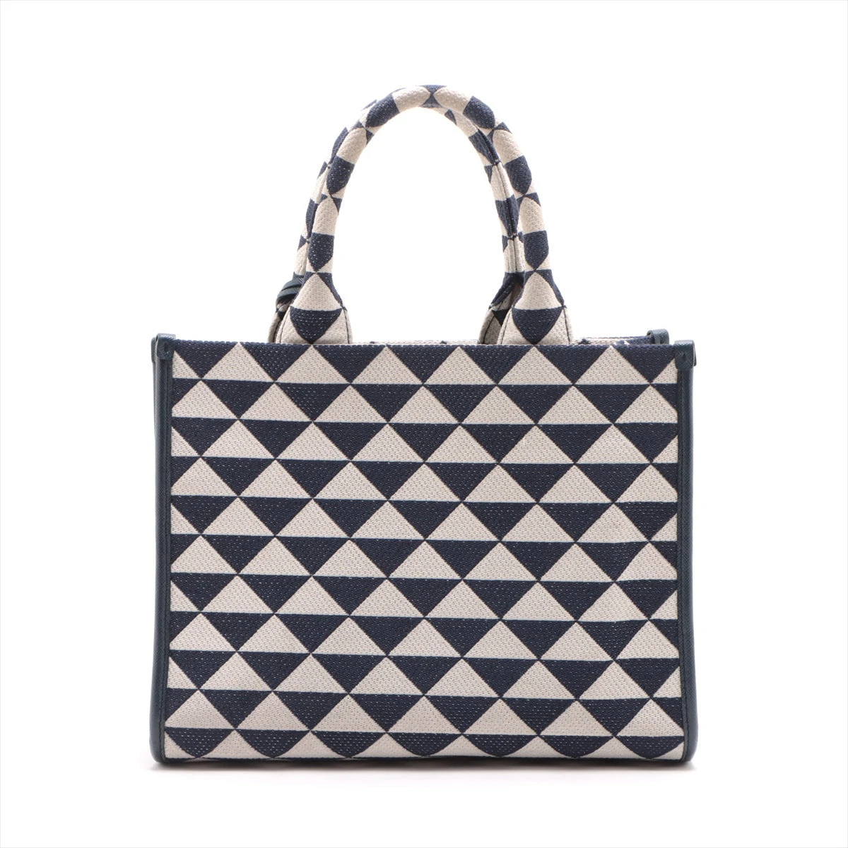 PRADA ロゴジャガード トートバッグ ハンドバッグ PRADA 2wayバッグロゴジャガードネイビーキャンバス