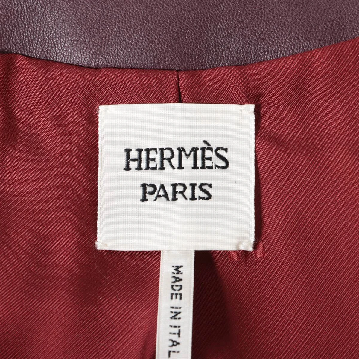 エルメス 21SS レザー×シルク レザージャケット 34 レディース 