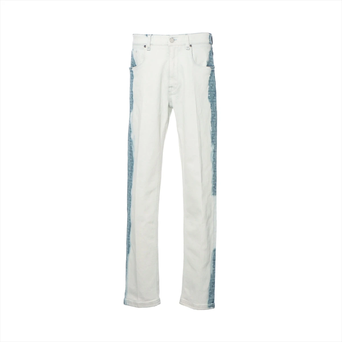 【美品】フェンディ ズッカ カジュアルパンツ FF デニム調 ブルー イタリア製 FENDI】【Double F Taperd Jeans】【ズッカ柄】【イタリア製