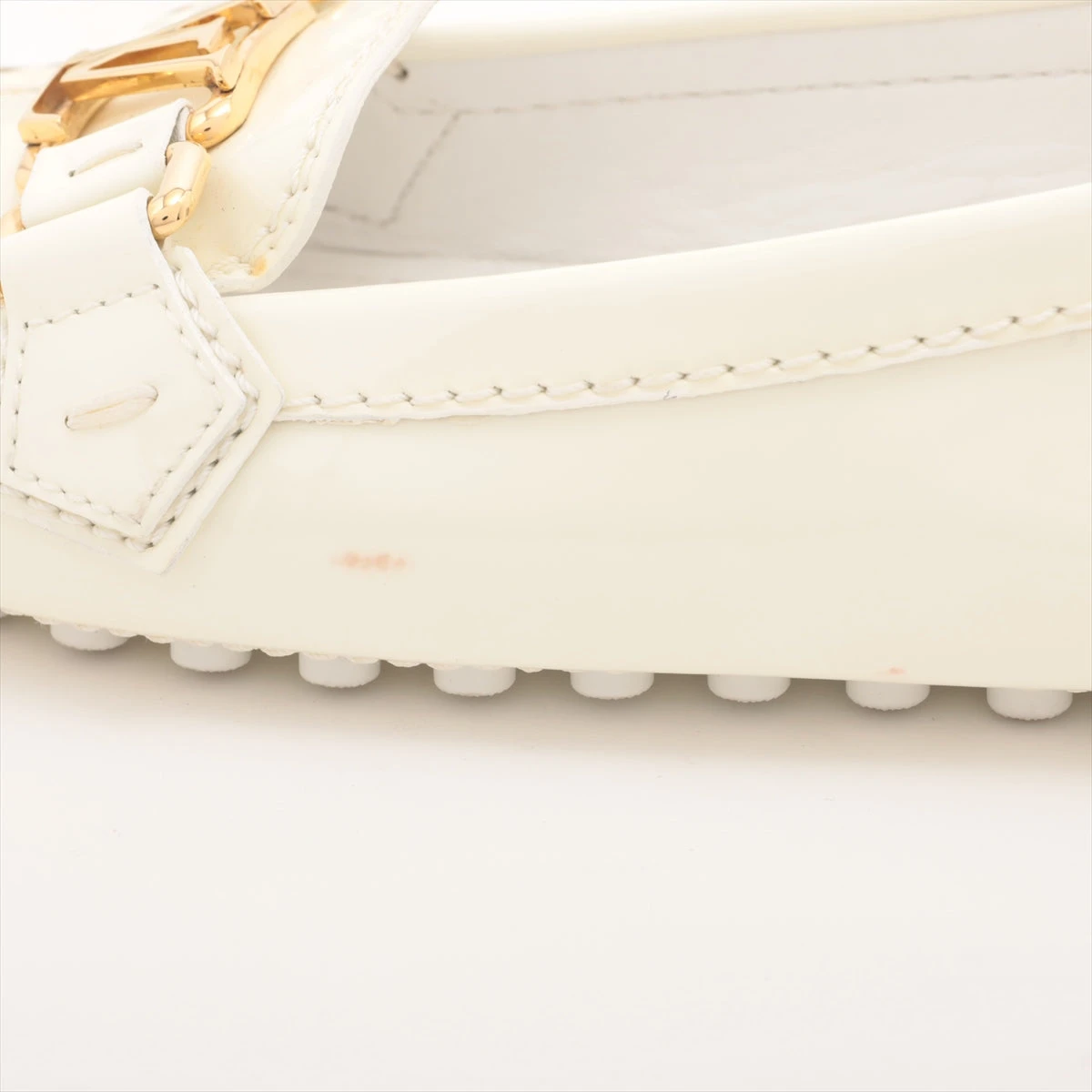 ルイヴィトン モノグラム 総柄 レザー ドライビングシューズ アイボリー 35 ヴィトン ホッケンハイムライン 08年 パテントレザー
