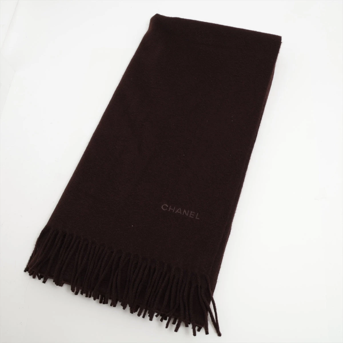 シャネル ロゴ マフラー カシミヤ ブラウン A2698782｜中古