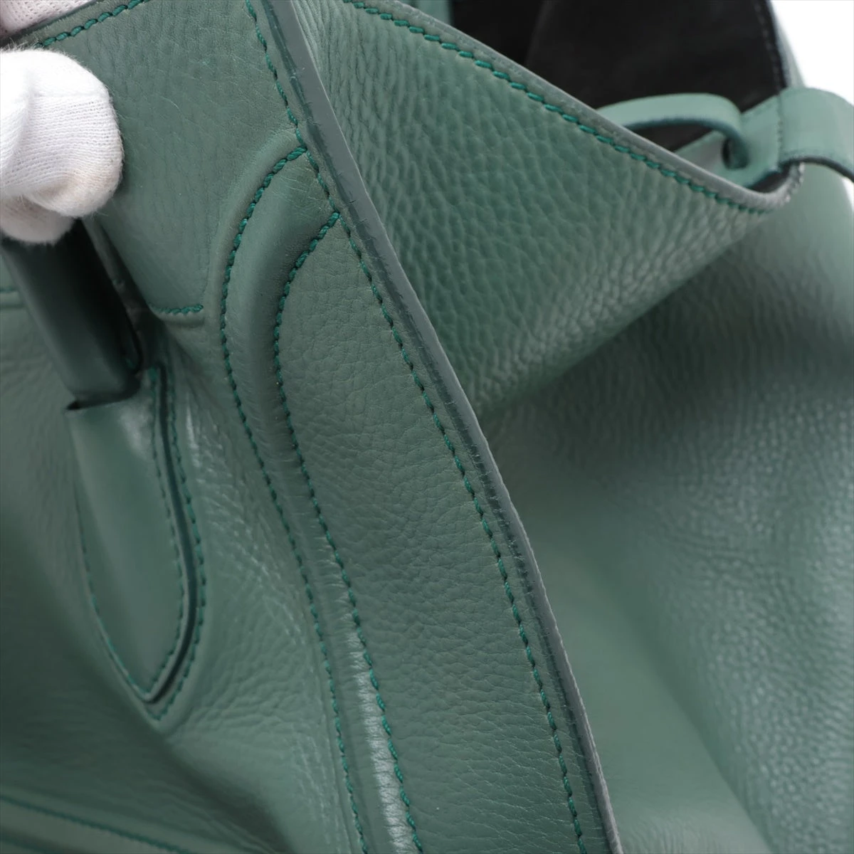 セリーヌ ラゲージ ファントム レザー ハンドバッグ グリーン A2721230