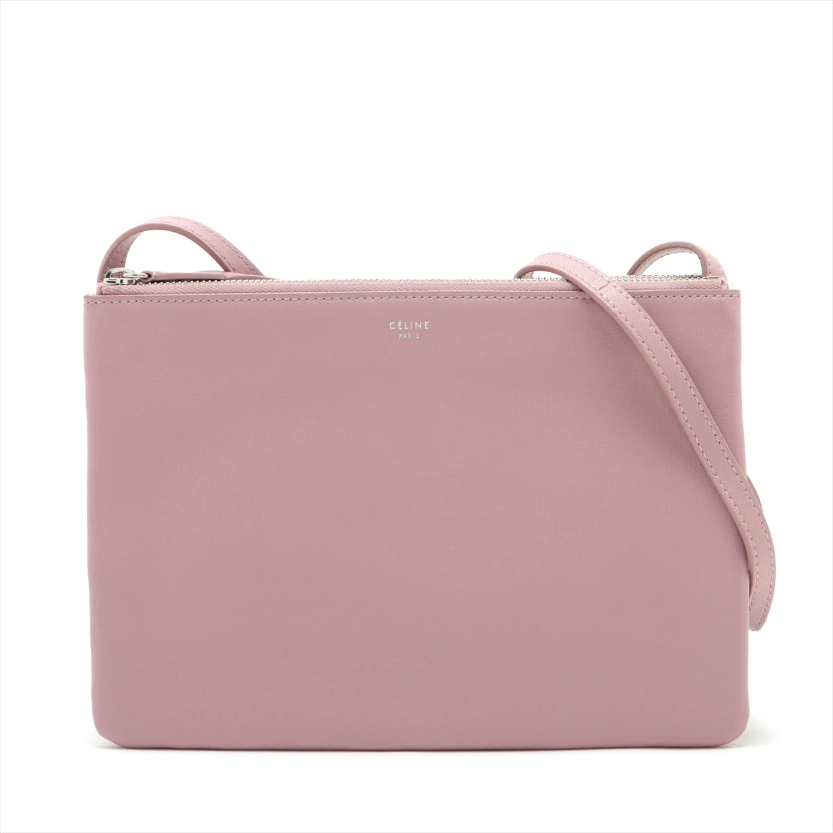 美品・現行ロゴ セリーヌ トリオ ラージ ショルダーバッグ ロゴ レザー ピンク CELINE - CELINE セリーヌ トリオ ラージ ショルダーバッグ ロゴ