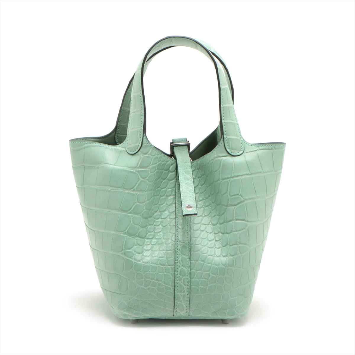 エルメス ピコタンロックPM アリゲーターマット ヴェールドー シルバー