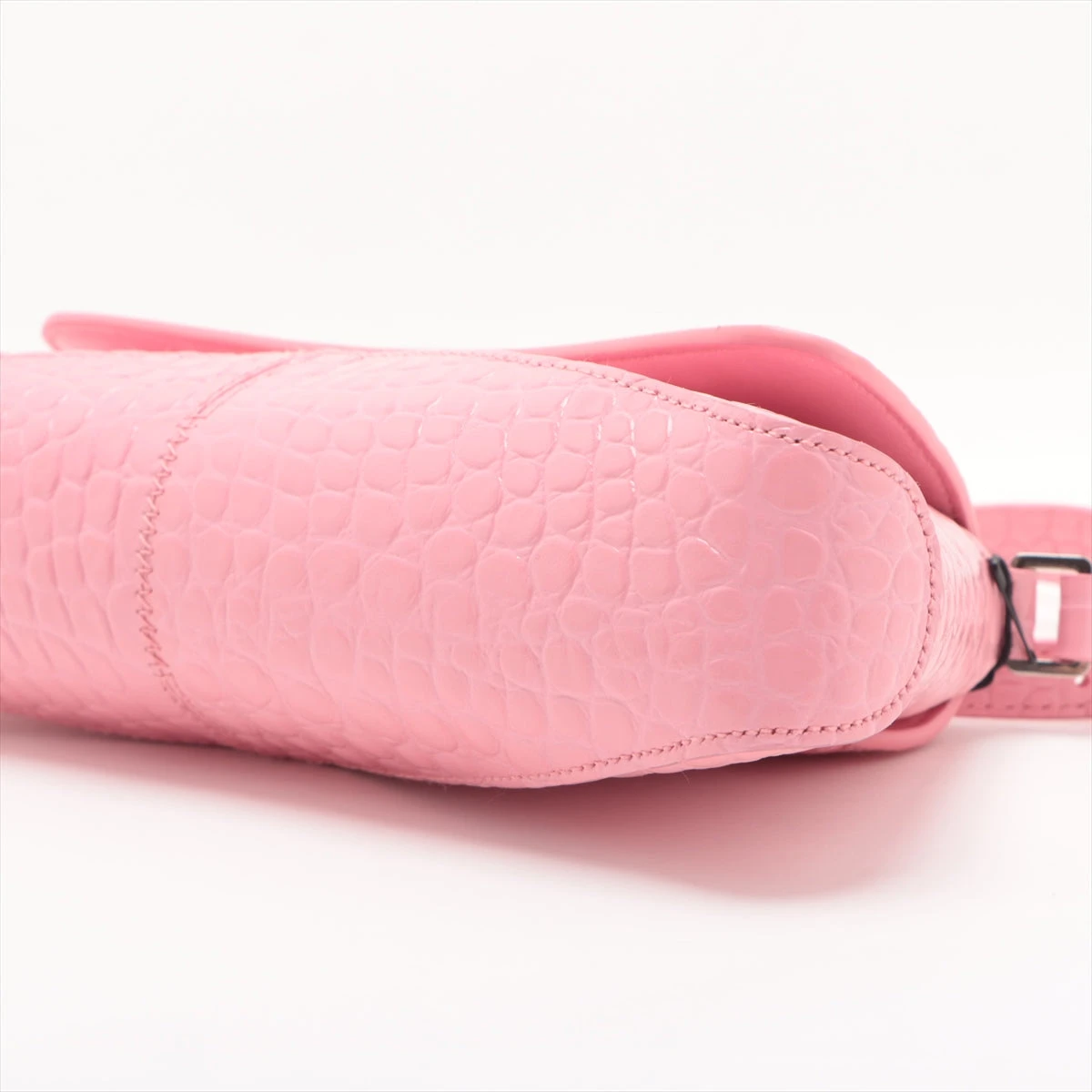 BALENCIAGA ピンク クロコ型押しショルダーバッグ バレンシアガ アワーグラス クロコ型押し ショルダーバッグ