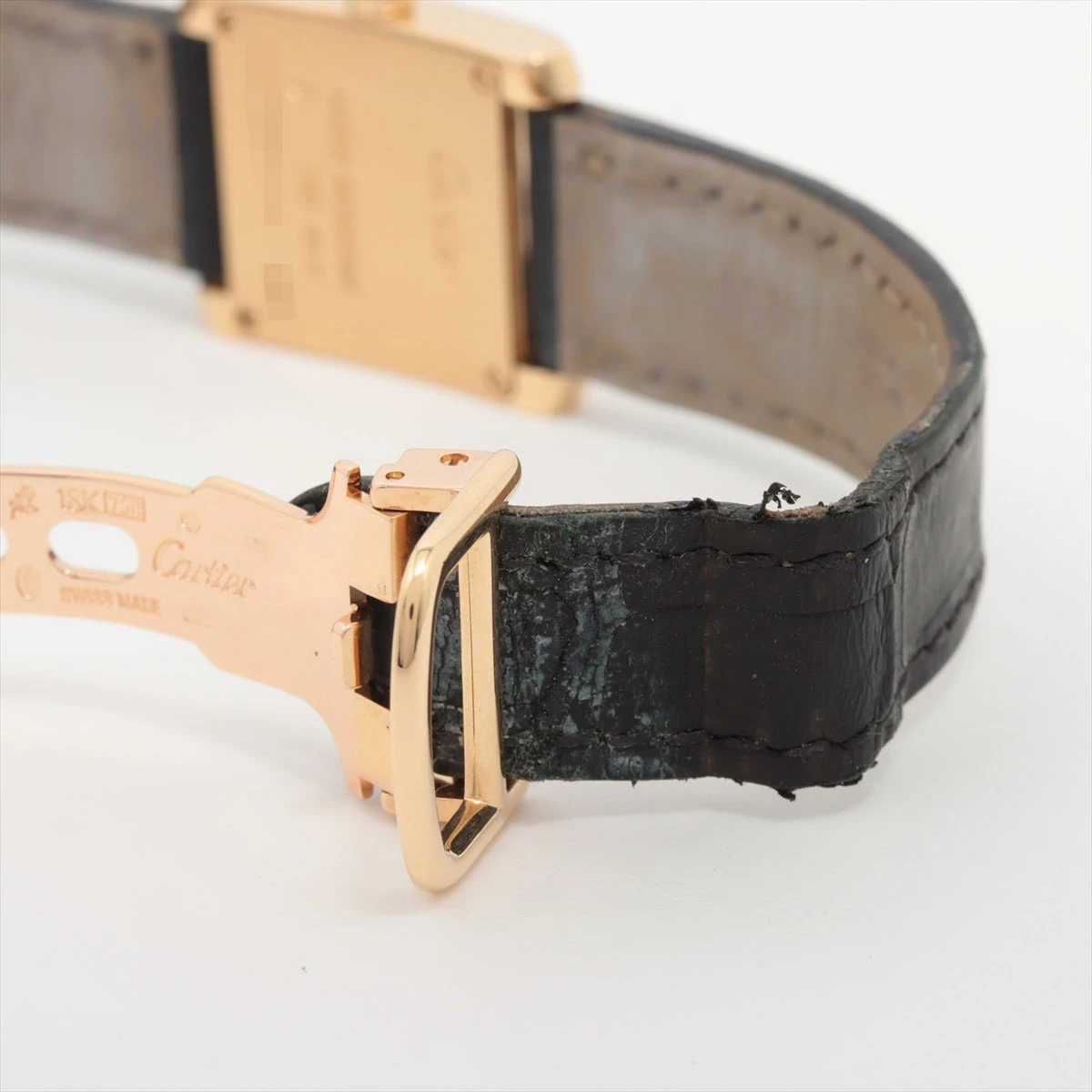 カルティエ タンクフランセーズ YG×革 QZ 白文字盤 A2634887