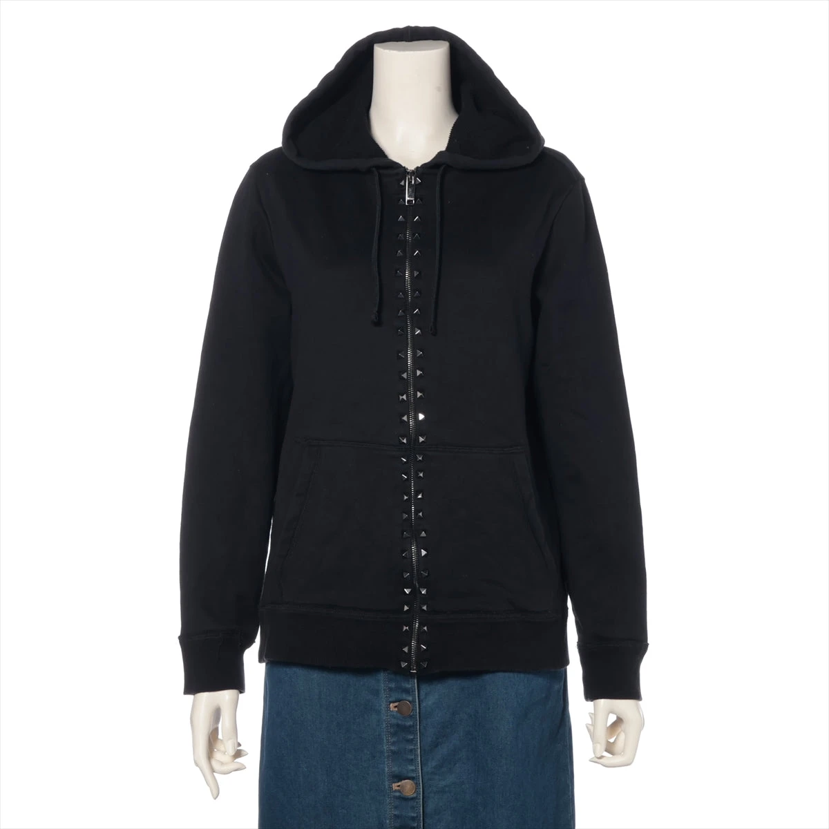 VALENTINO(バレンチノ) パーカー サイズS レディース - 黒 長袖/スタッズ VALENTINO - VALENTINO(バレンチノ) パーカー サイズS レディース - 黒