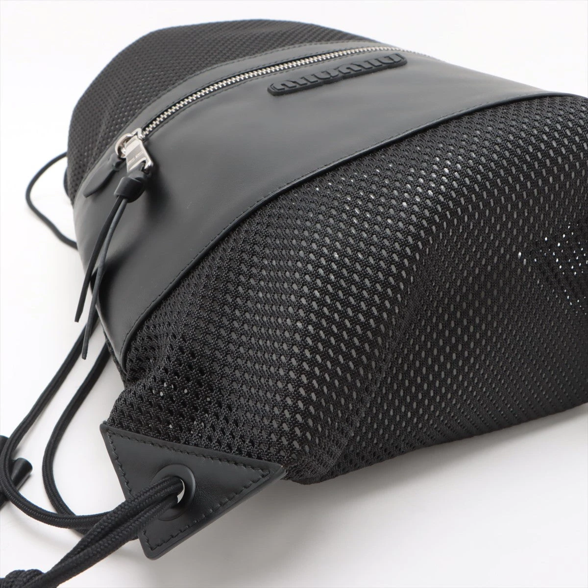 ミュウミュウ ナイロン×レザー バックパック/リュック ブラック 5BZ038