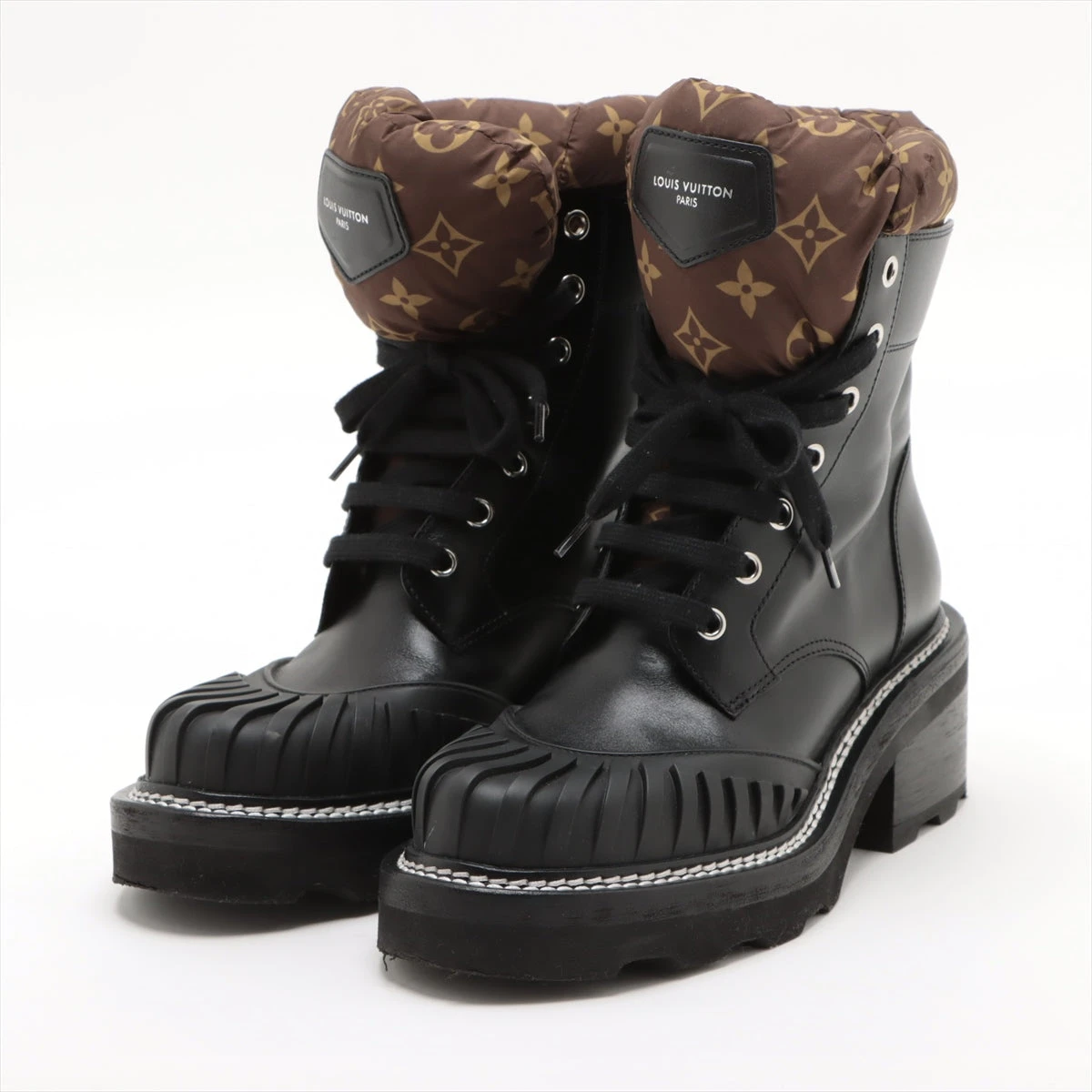 ヴィトン ボブールライン レザー モノグラム アンクルブーツ