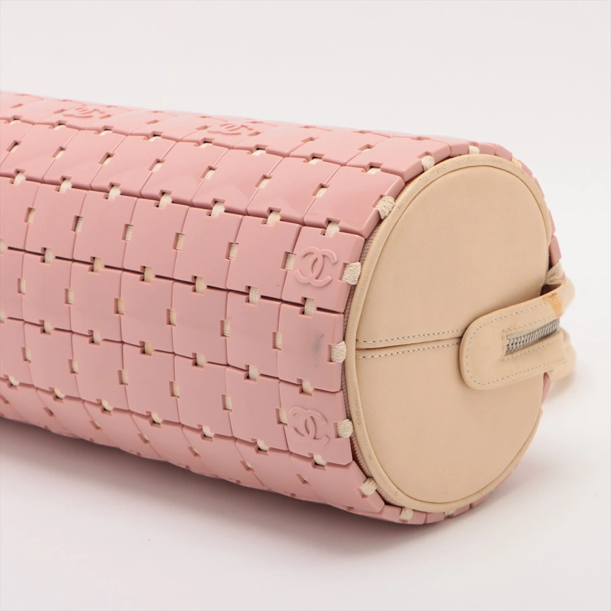 シャネル パズル プラスチック×レザー ハンドバッグ ベージュ×ピンク