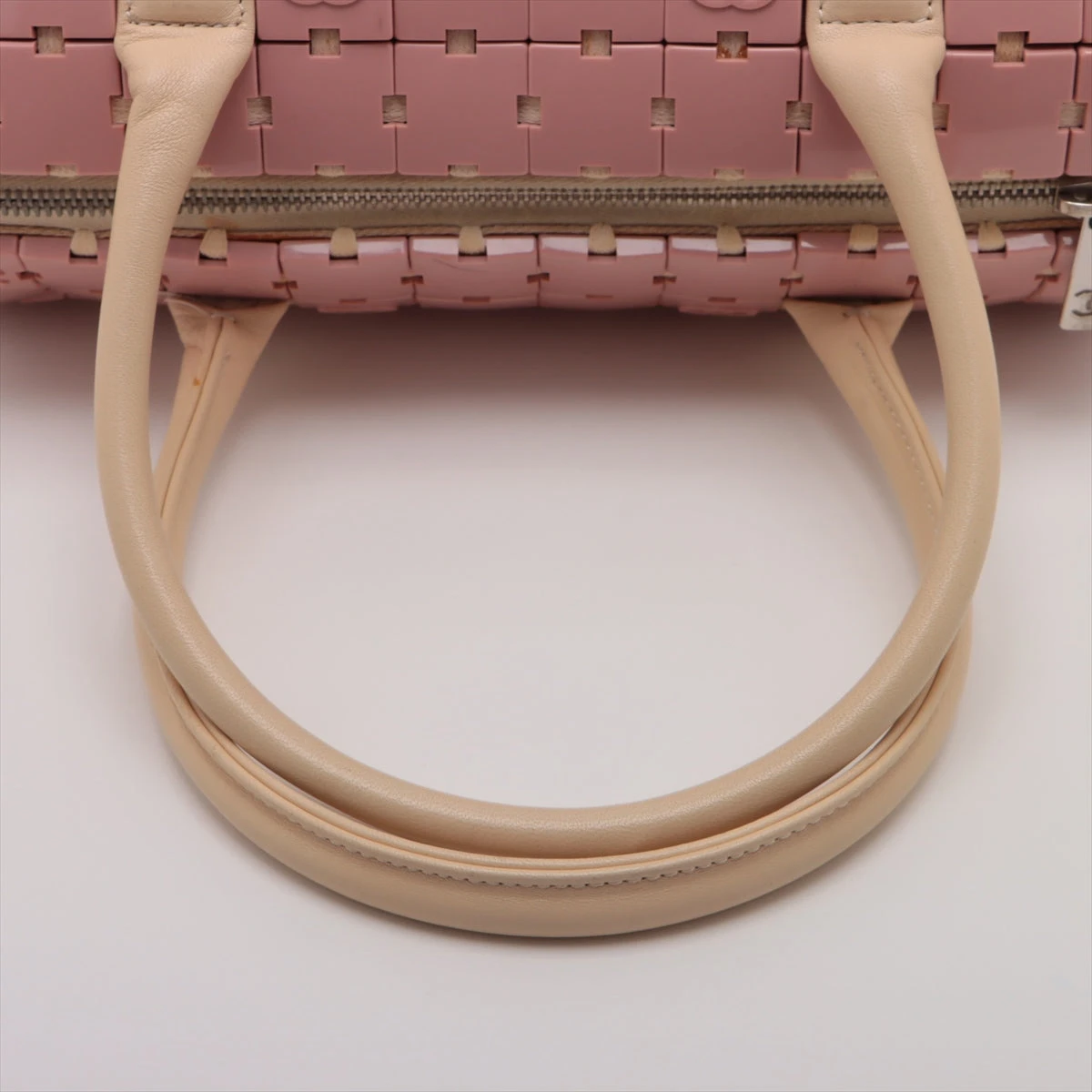 シャネル パズル プラスチック×レザー ハンドバッグ ベージュ×ピンク
