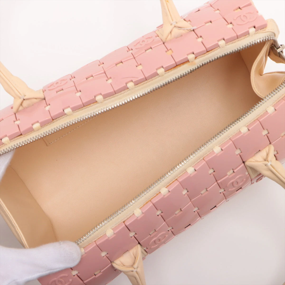CHANELシャネル ハンドバッグ パズル プラスチック レザー シャネル パズル プラスチック×レザー ハンドバッグ ベージュ×ピンク