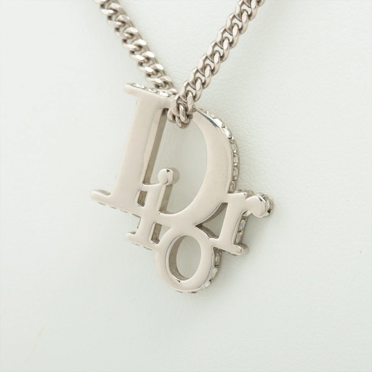 Christian Dior ラインストーン Diorロゴ シルバー ネックレス Christian Dior クリスチャンディオール 3連ロゴネックレス