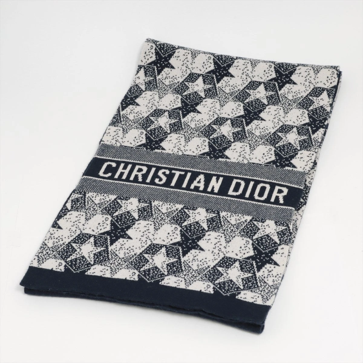 DIOR ディオール ブランドロゴ シグネチャー ネイビー 大判ストール マフラー ブランド 小物 アパレル ウール Christian Dior クリスチャンディオール ショール マフラー ウール100
