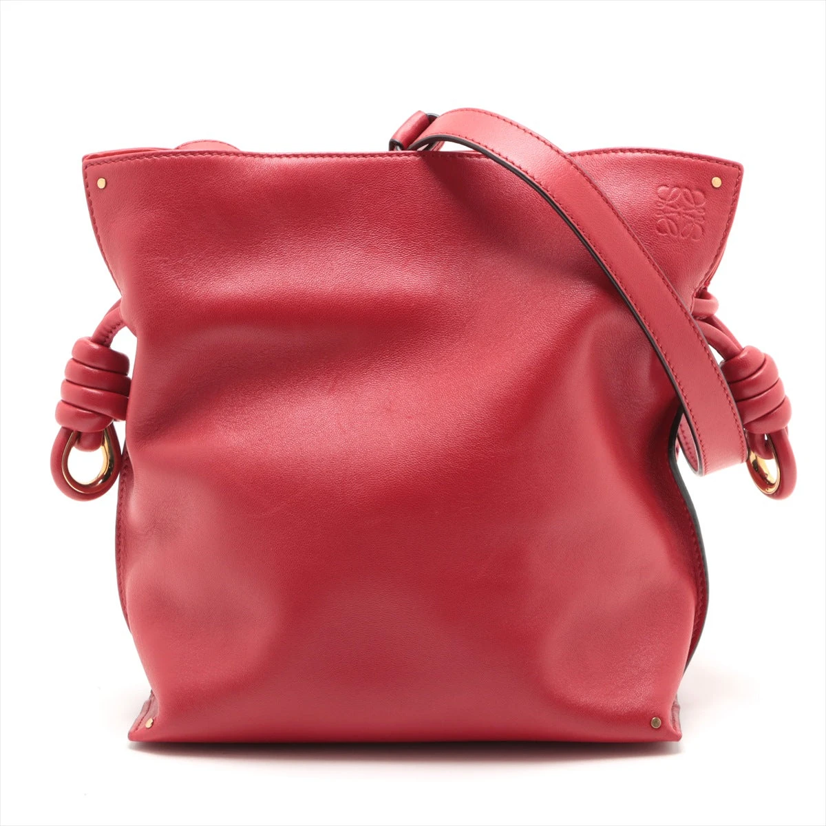 ロエベ LOEWE フラメンコクラッチ ショルダーバッグ レッド系 レザー