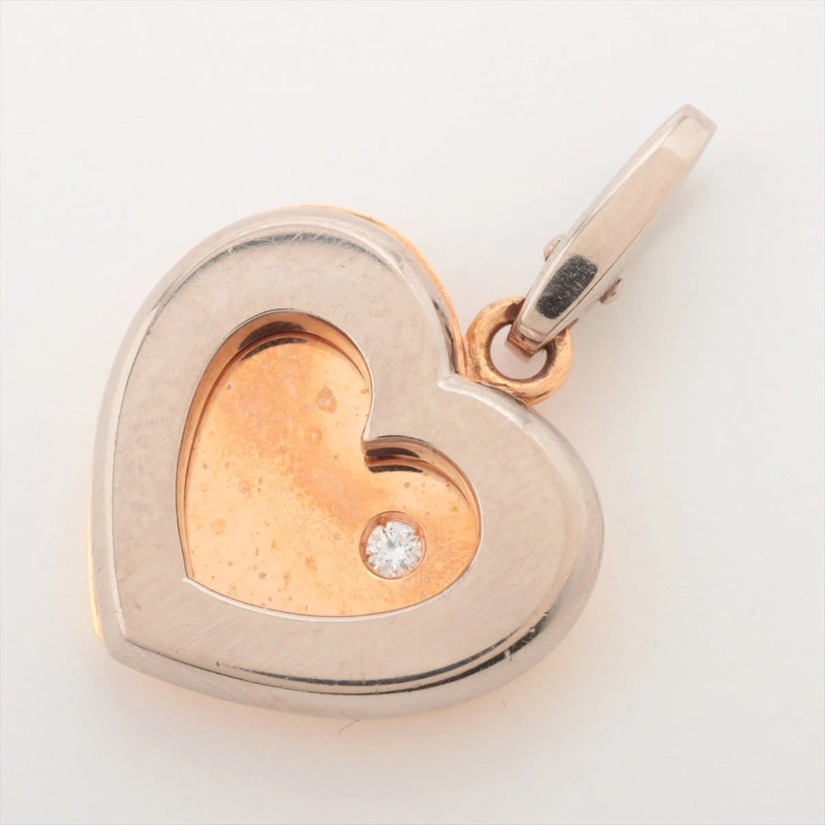 カルティエ ダブルハート ダイヤ ネックレストップ 750(PG×WG) 12.2g