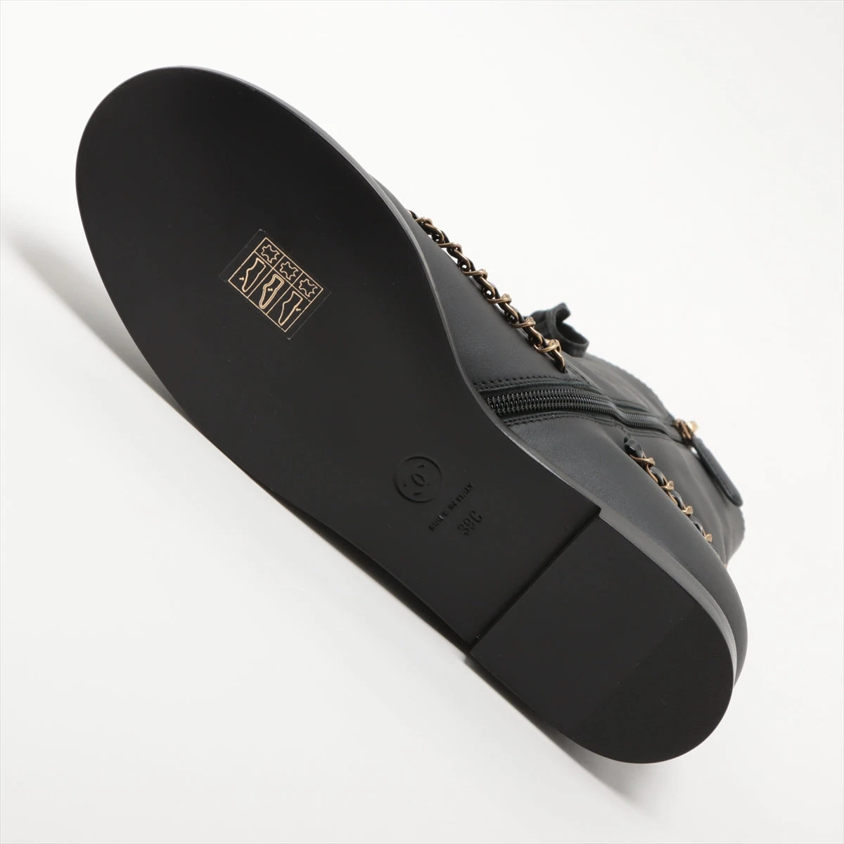 シャネル ココマーク レザー×パテント ショートブーツ 39C