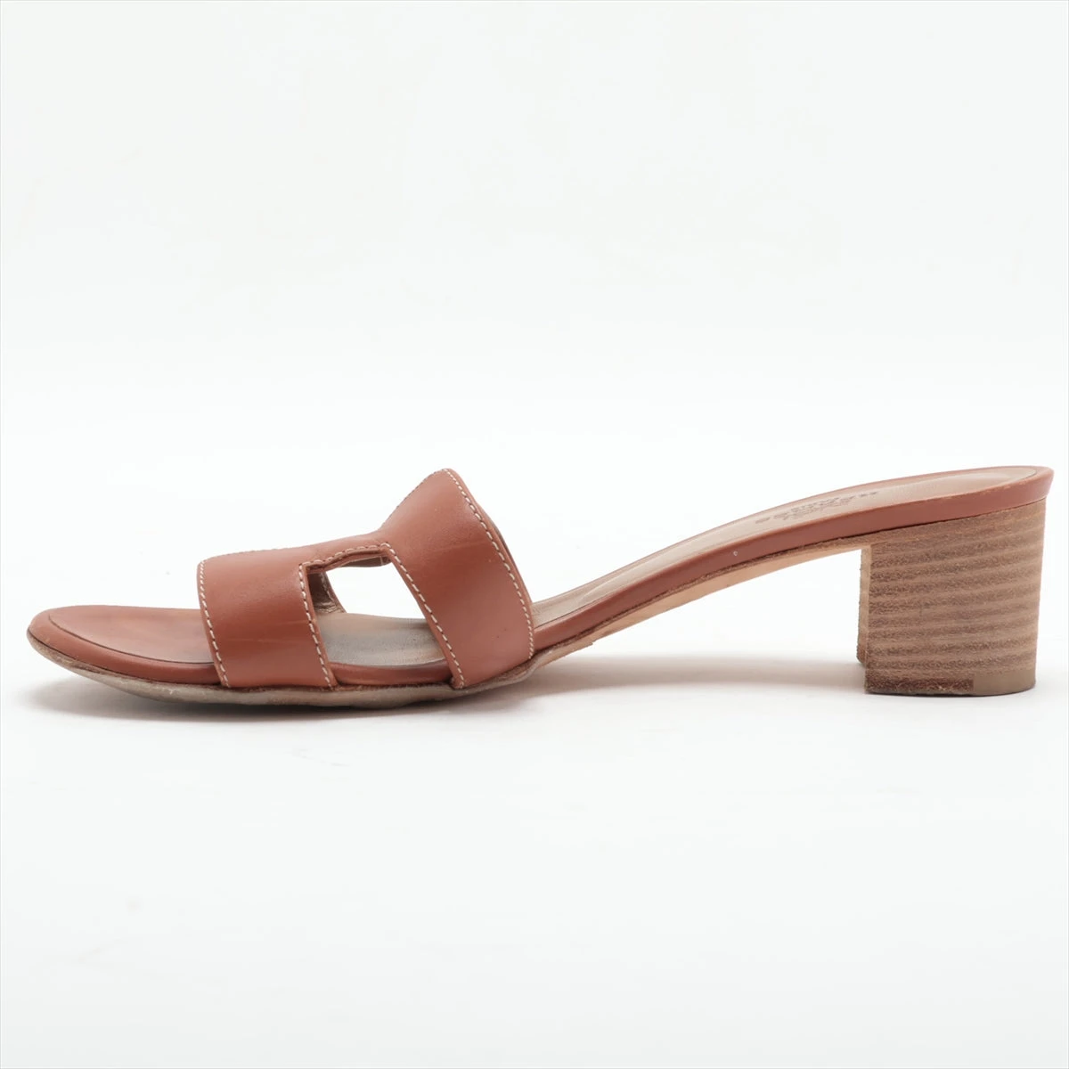 エルメス オアジス レザー サンダル 37.5 レディース ブラウン