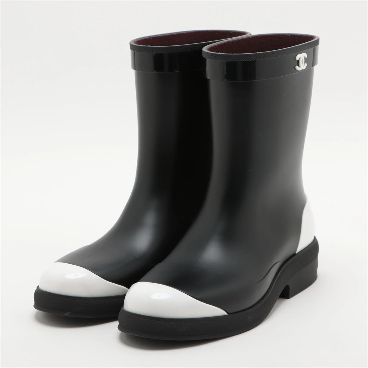激レア！未使用！シャネル　アンクルラバーブーツ シャネル ココマーク 18B ラバー レインブーツ EU41 メンズ ブラック