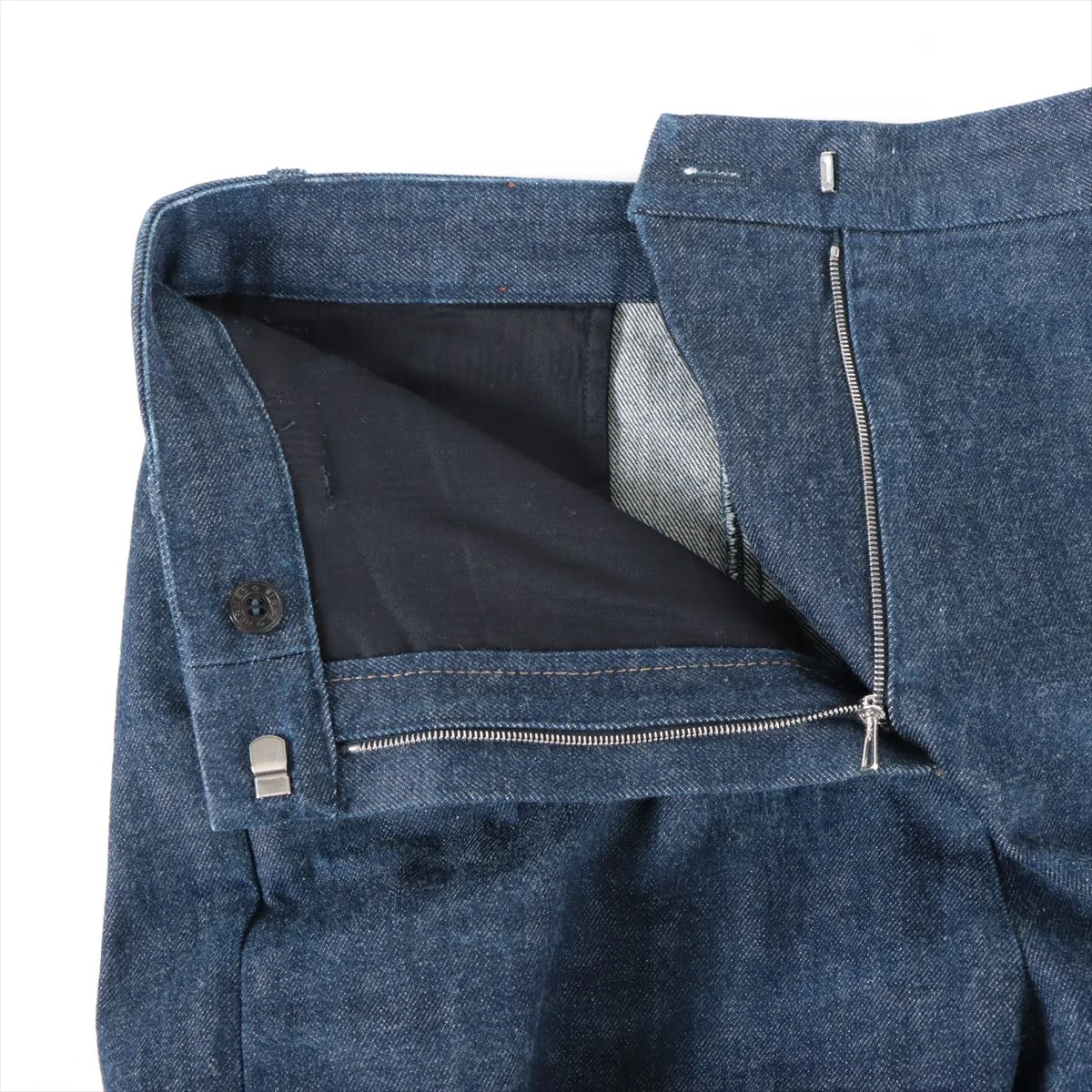 エルメス コットン デニムパンツ 36 レディース ブルー