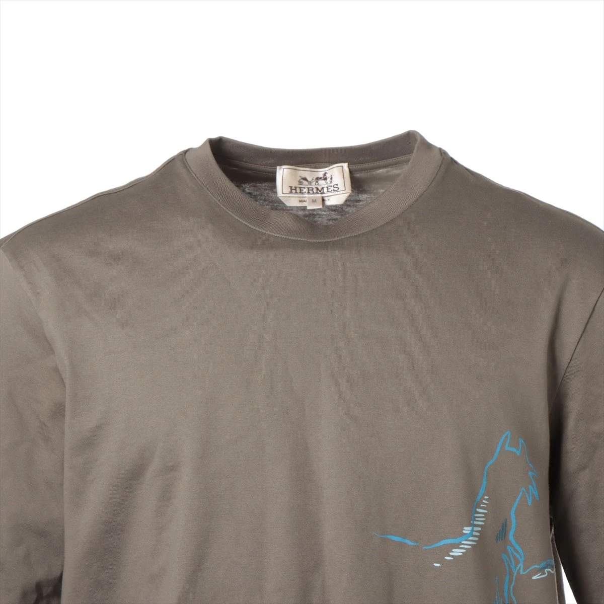 エルメス コットン Tシャツ M メンズ カーキ カヴァルカード