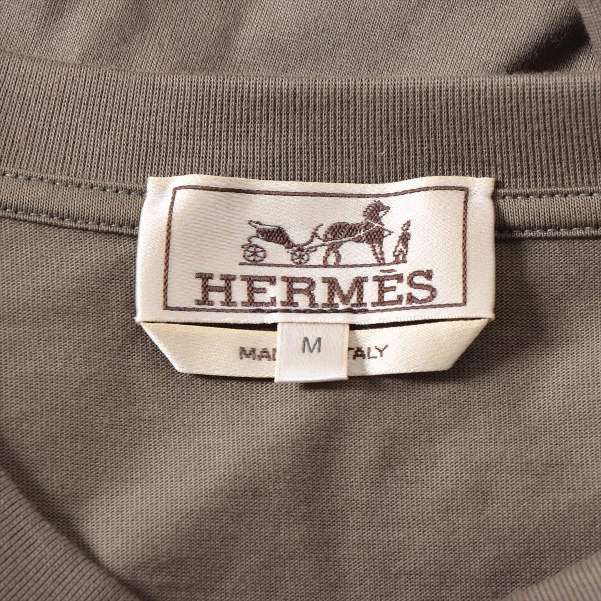 エルメス コットン Tシャツ M メンズ カーキ カヴァルカード A2724691