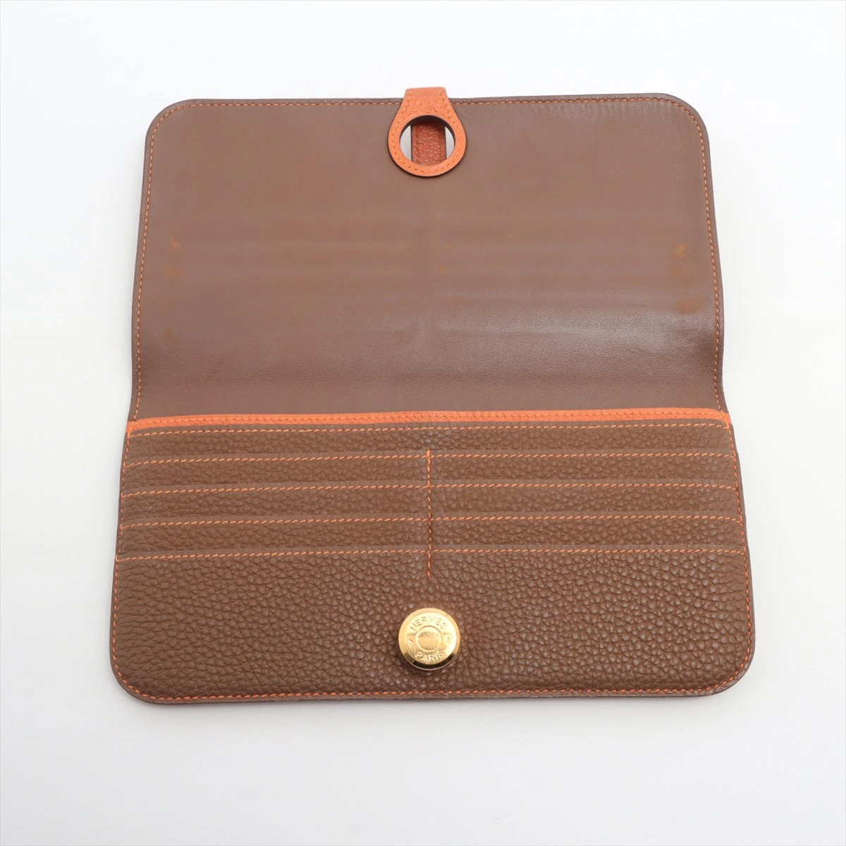 エルメス ドゴン ロング トゴ 財布 ブラウン ゴールド金具 □N