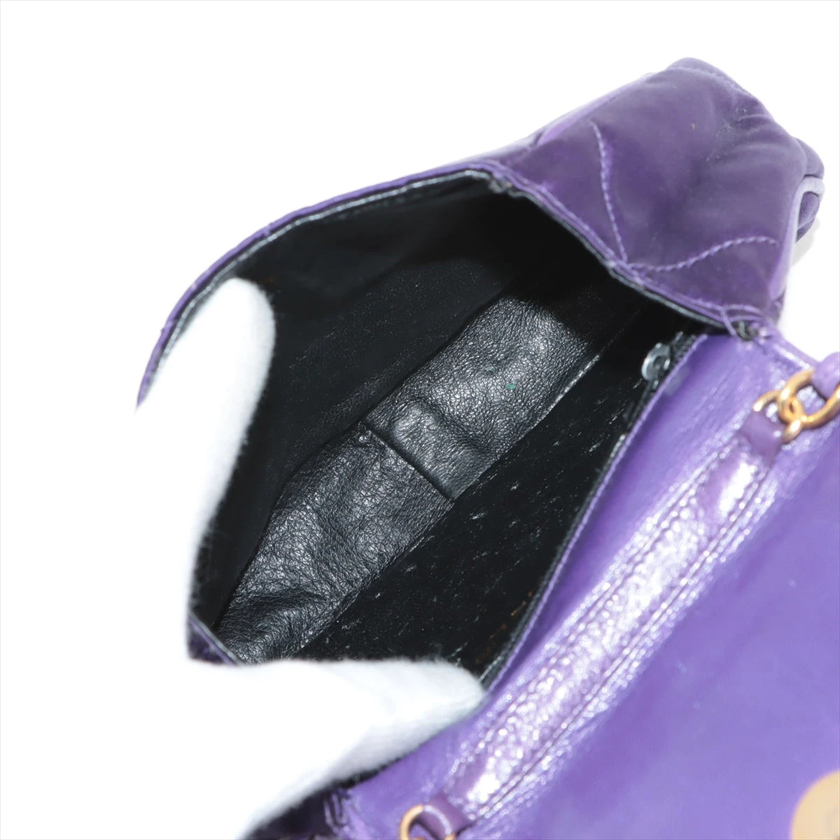 希少モデル✨CHANEL クローバーサテンチェーンショルダーパープル