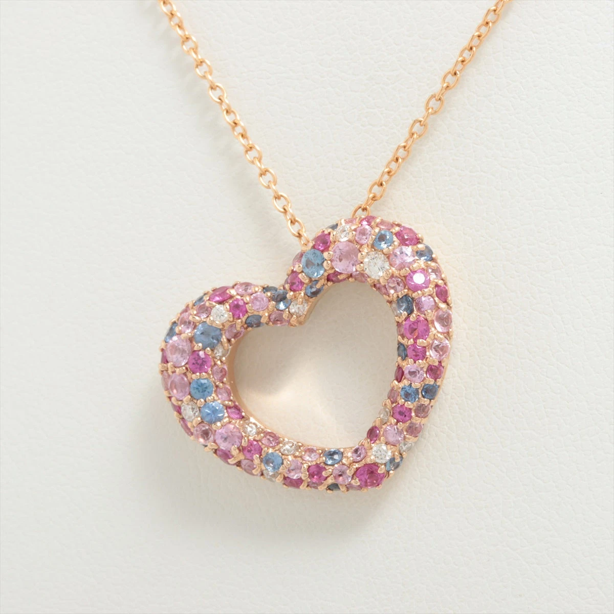 ポンテヴェキオ ピンクサファイア ダイヤ ネックレス エモツィオーネ 定価30万 ポンテヴェキオ エモツィオーネ サファイア ダイヤ ネックレス K18PG