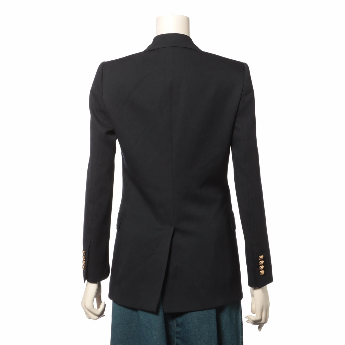 近年 極美品 CELINE エディ期 テーラードジャケット ウール イタリア セリーヌ ウール テーラードジャケット 34 レディース ネイビー