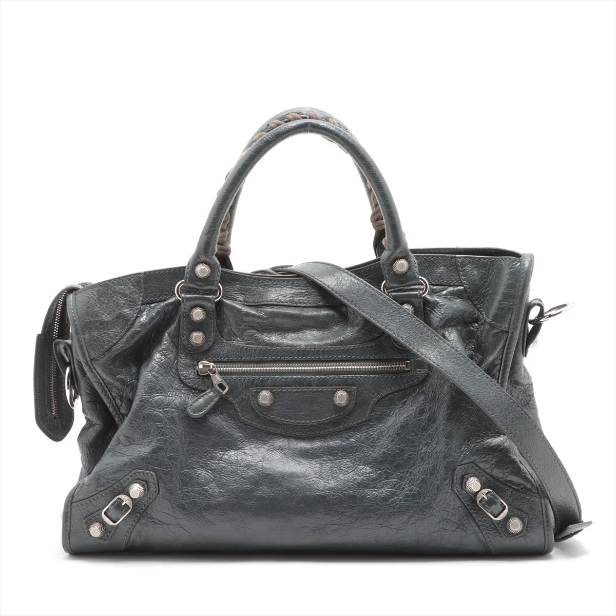 バレンシアガ ザ シティ レザー 2WAYハンドバッグ ブラック