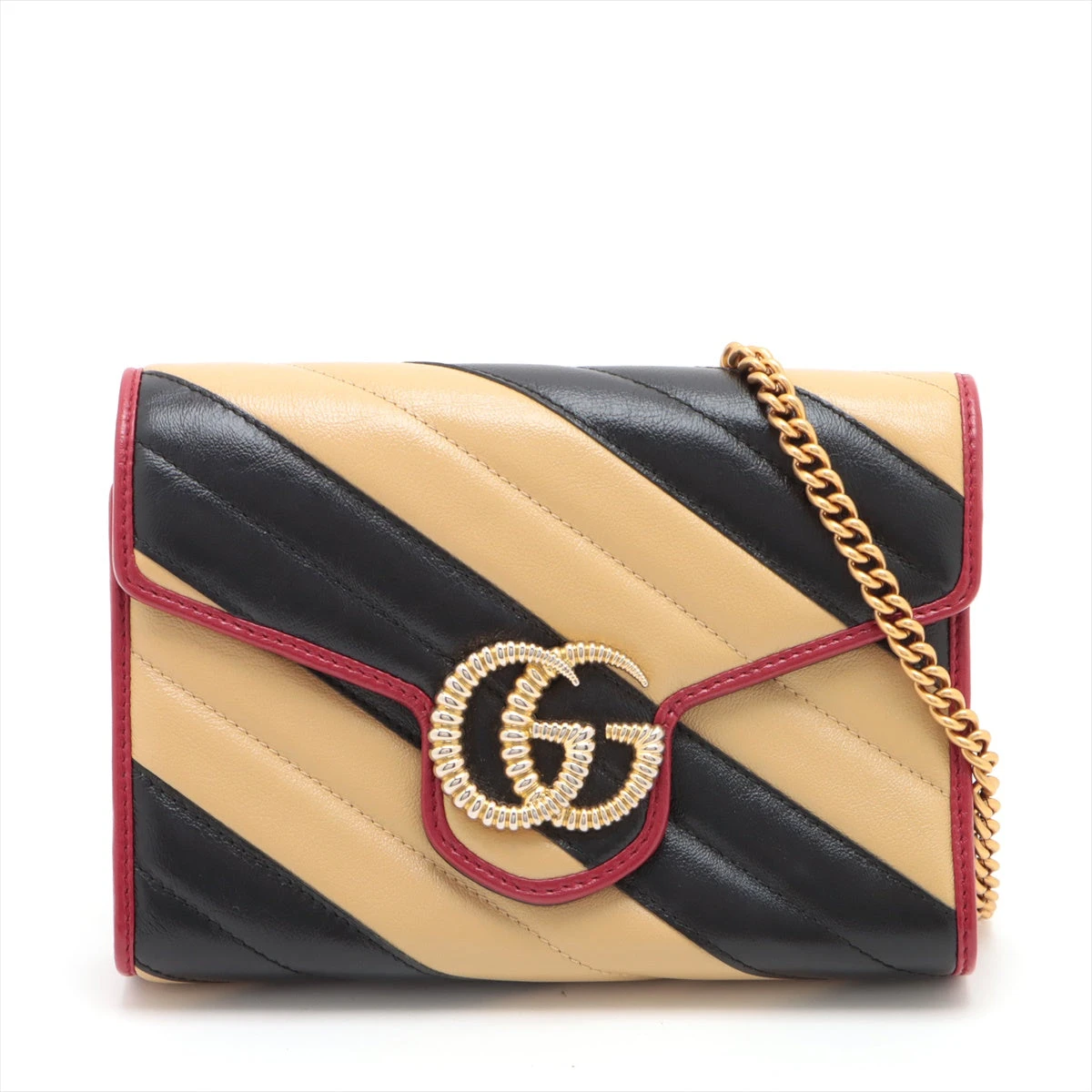 大人気モデル♪GGマーモント マトラッセ レザー チェーンショルダーバッグ グッチ GUCCI GGマーモント チェーンショルダー 550155 レッド