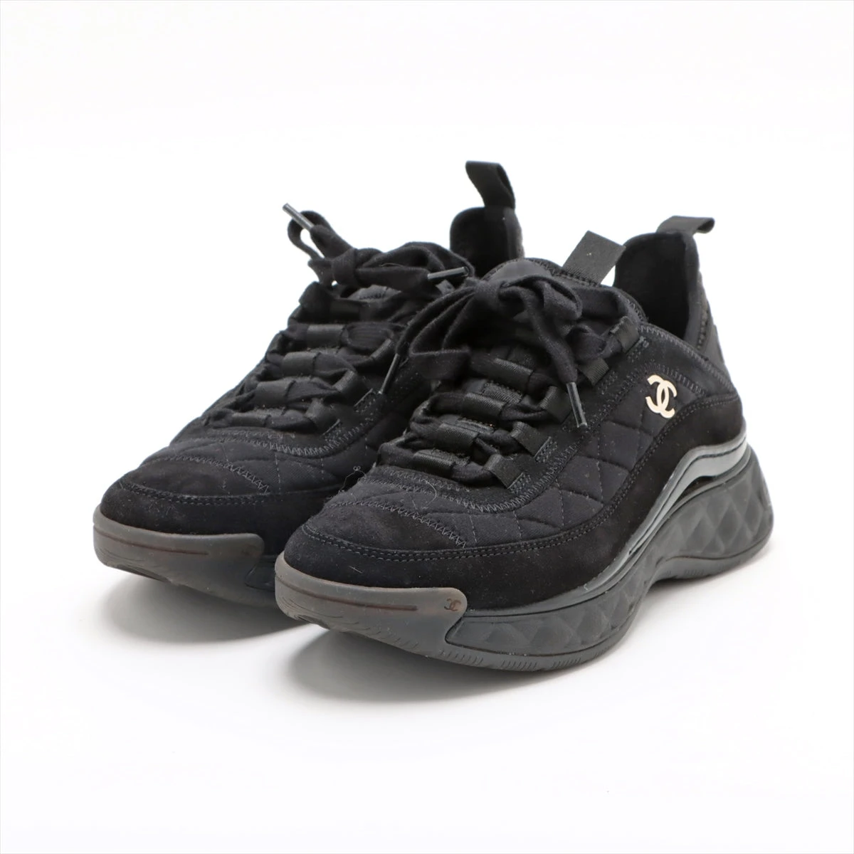 シャネル ココマーク マトラッセ ファブリック スニーカー35 シャネル ココマーク ファブリック スニーカー 35 レディース ブラック