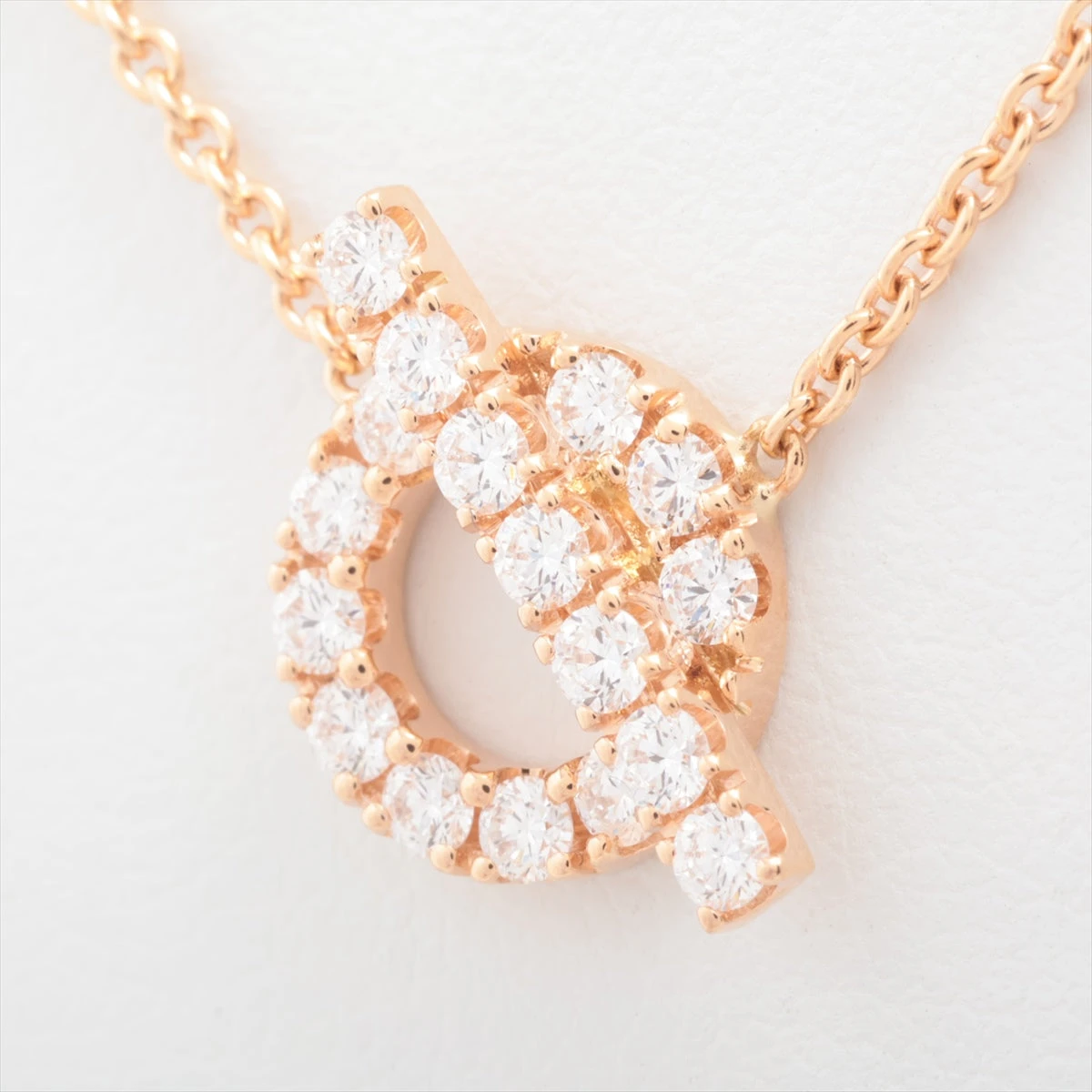 HERMES フィネス ネックレス ピンクゴールドxダイヤモンド 750PG エルメス フィネス ダイヤ ネックレス 750(PG) 4.3g D0.46