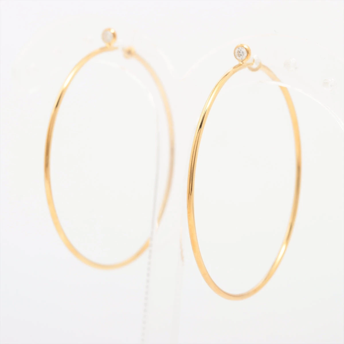 ティファニー[片耳]ダイヤモンドフープピアス ティファニー ダイヤモンド フープ ダイヤ ピアス 750(YG) 2.9g 歪み