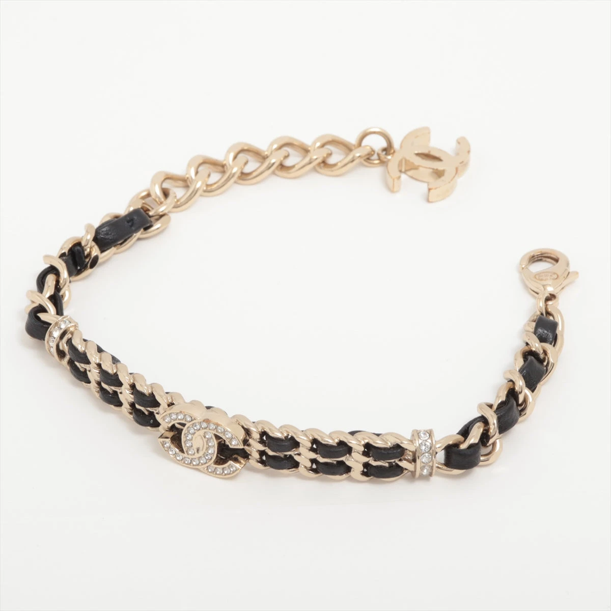 CHANEL シャネル　ブレスレット　ココマーク　ブラック CHANEL 美品 シャネル ココマーク ラインストーン バングル