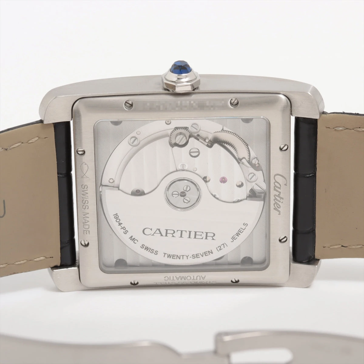 カルティエ タンクMC W5330003 SS×革 AT シルバー文字盤 A2680980  