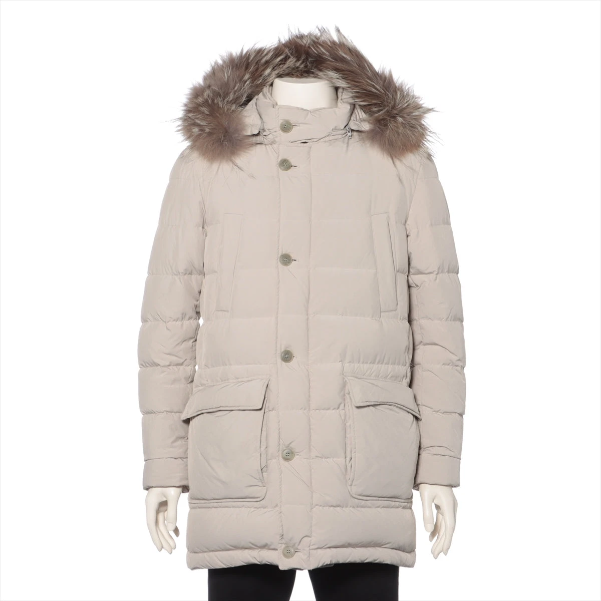 ベージュ ファー付きダウンジャケット タトラス Sサイズ ファッション ベージュ ファー付きダウンジャケット タトラス