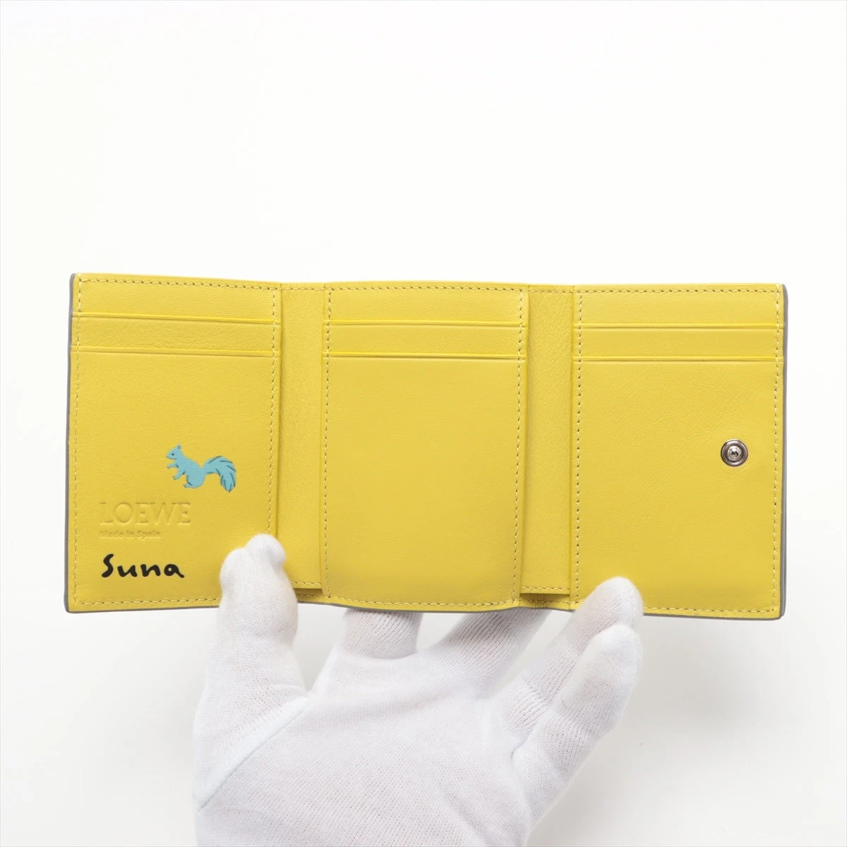 鑑定済★ロエベ　トライフォールド　コンパクトウォレット　アナグラム　イエロー系 楽天市場】【中古】 ロエベ 三折財布 レディース LOEWE
