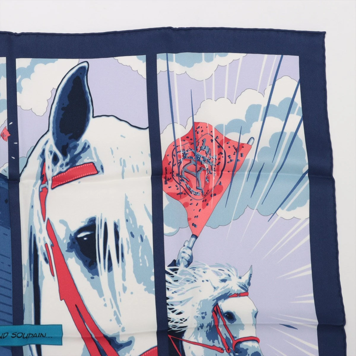 エルメス スカーフ シルク ブルー カレ65 QUAND SOUDAIN A2754219