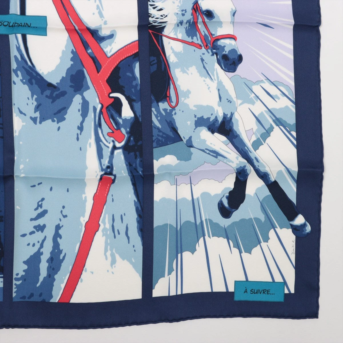 エルメス スカーフ シルク ブルー カレ65 QUAND SOUDAIN A2754219