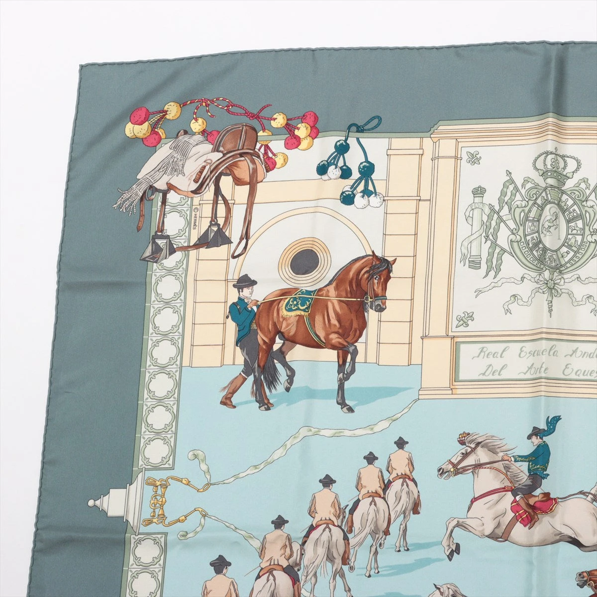 美品✨HERMES エルメス プリーツスカーフ 王立アンダルシア馬術学校 シルク