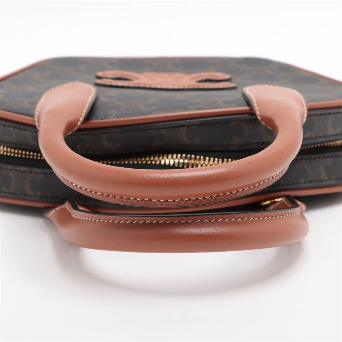 セリーヌ トリオンフ ボウリングバッグ PVC×レザー 2WAYハンドバッグ