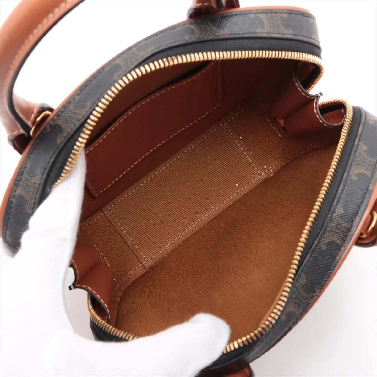 セリーヌ トリオンフ ボウリングバッグ PVC×レザー 2WAYハンドバッグ