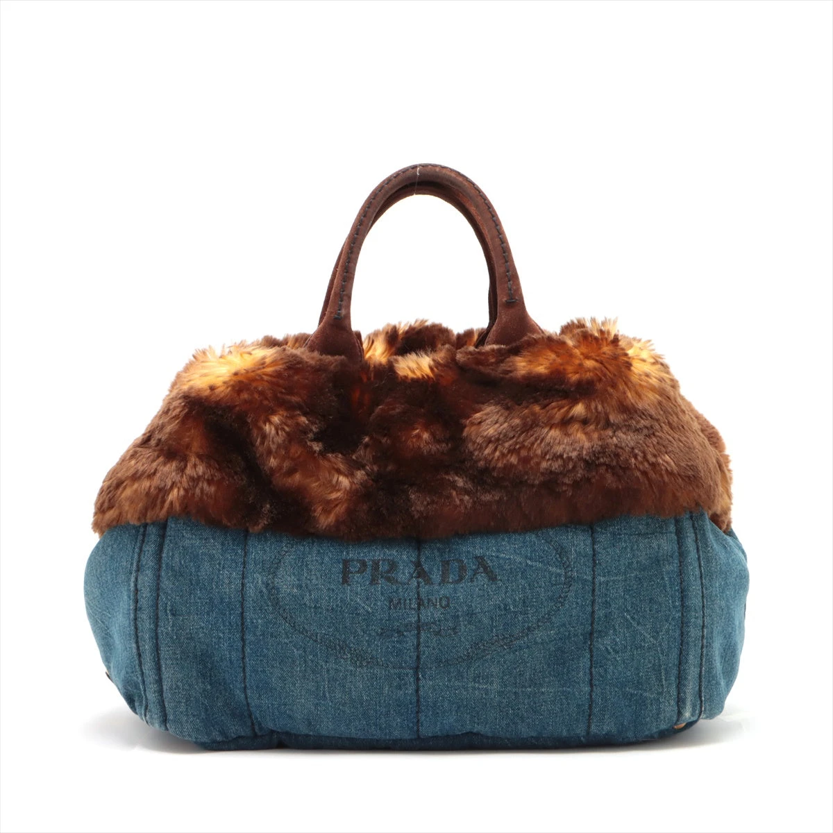 PRADA ハンドバッグ デニム ファープラダカナパ